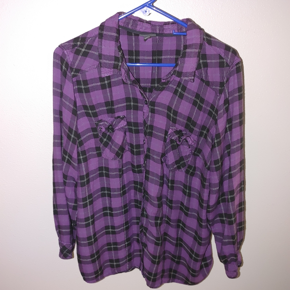 Women's plus size button down flannel